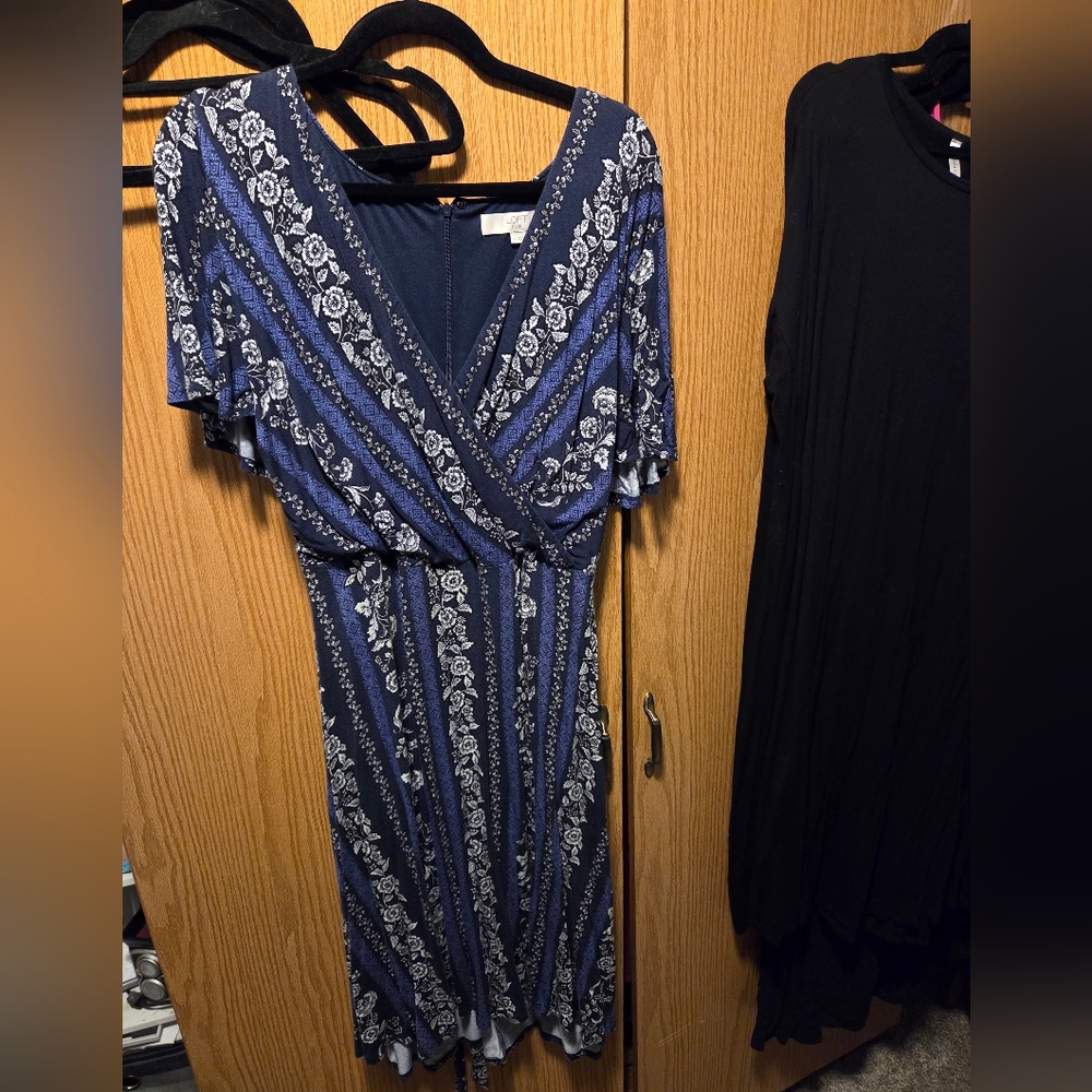 LOFT Navy and White Floral Maxi Dress